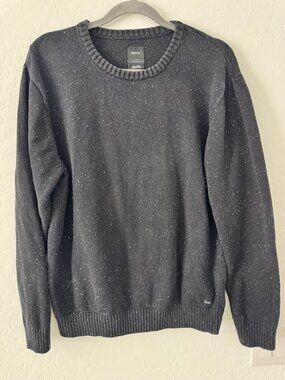 RVCA Mens Large Black Speckled Knit Sweater Crewneck Skate Surf Casual